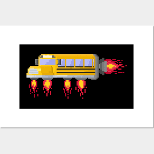 Pixel space school bus Posters and Art